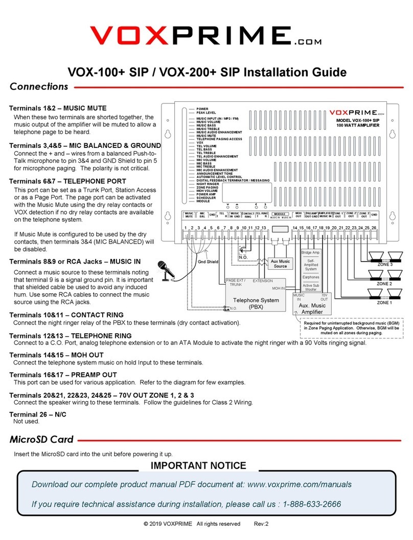 VoxPrime VOX-100+ SIP User manual