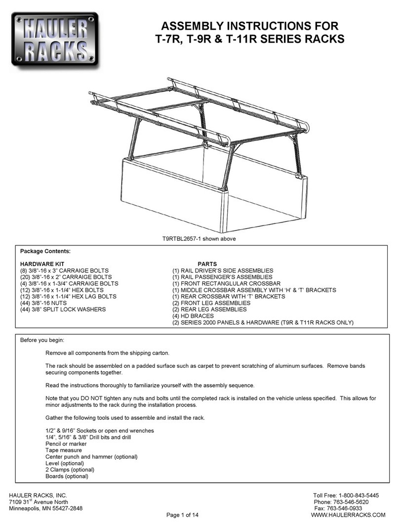 Hauler Racks T-7R Series Assembly instructions Hauler Racks T-7R Series Assembly instructions