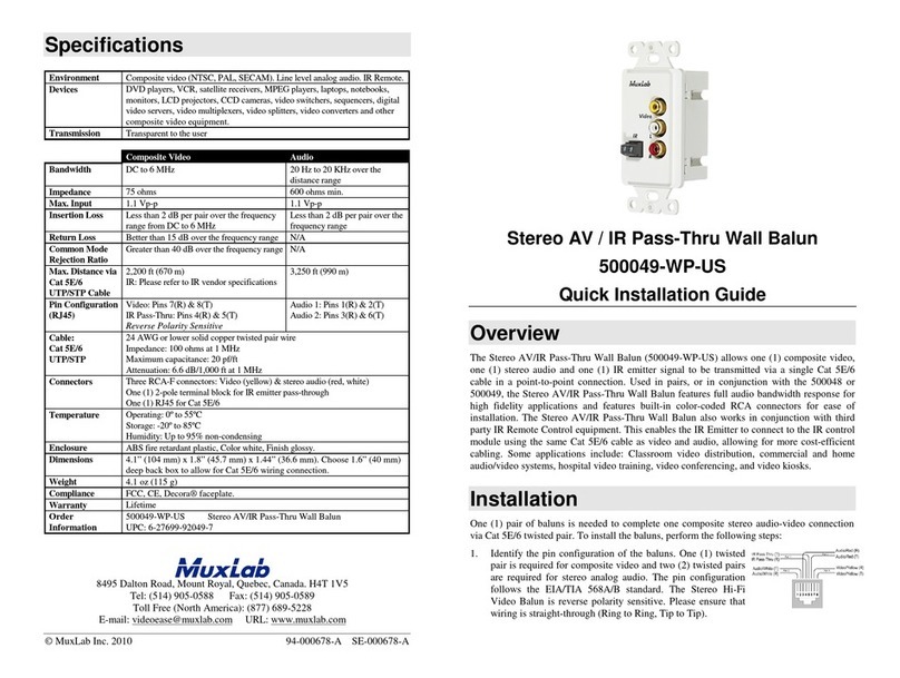 MuxLab 500049-WP-US Quick installation guide