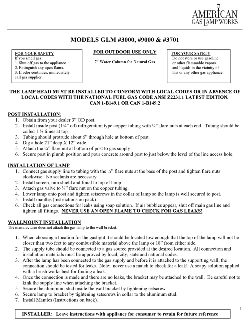 American Gas Lamp GLM 3000 quick guide