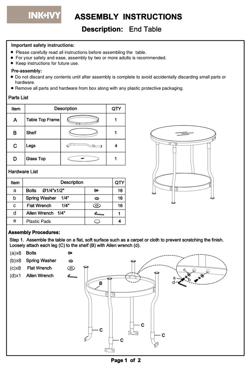 INK+IVY End Table User manual INK+IVY End Table User manual