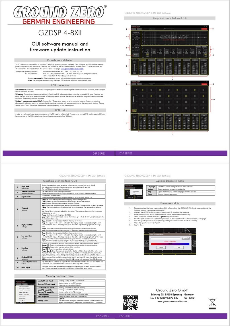 Ground Zero DSP Series Software manual and firmware update instruction