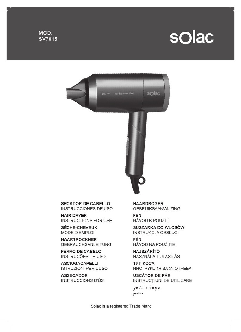 SOLAC Hair&Go Ionic 1800 User manual