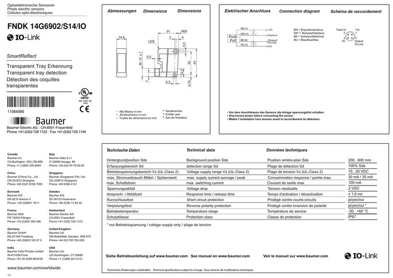 Baumer SmartReflect FNDK 14G6902/S14/IO User manual