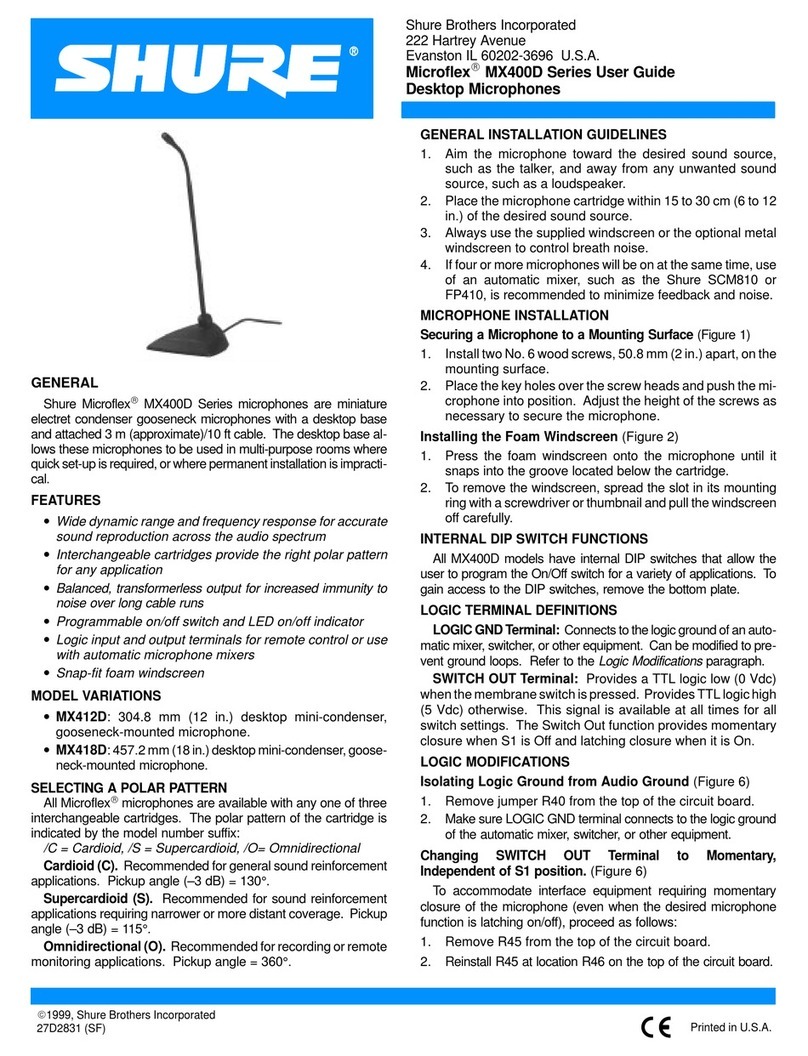 Shure Microflex MX400D Series User manual Shure Microflex MX400D Series User manual