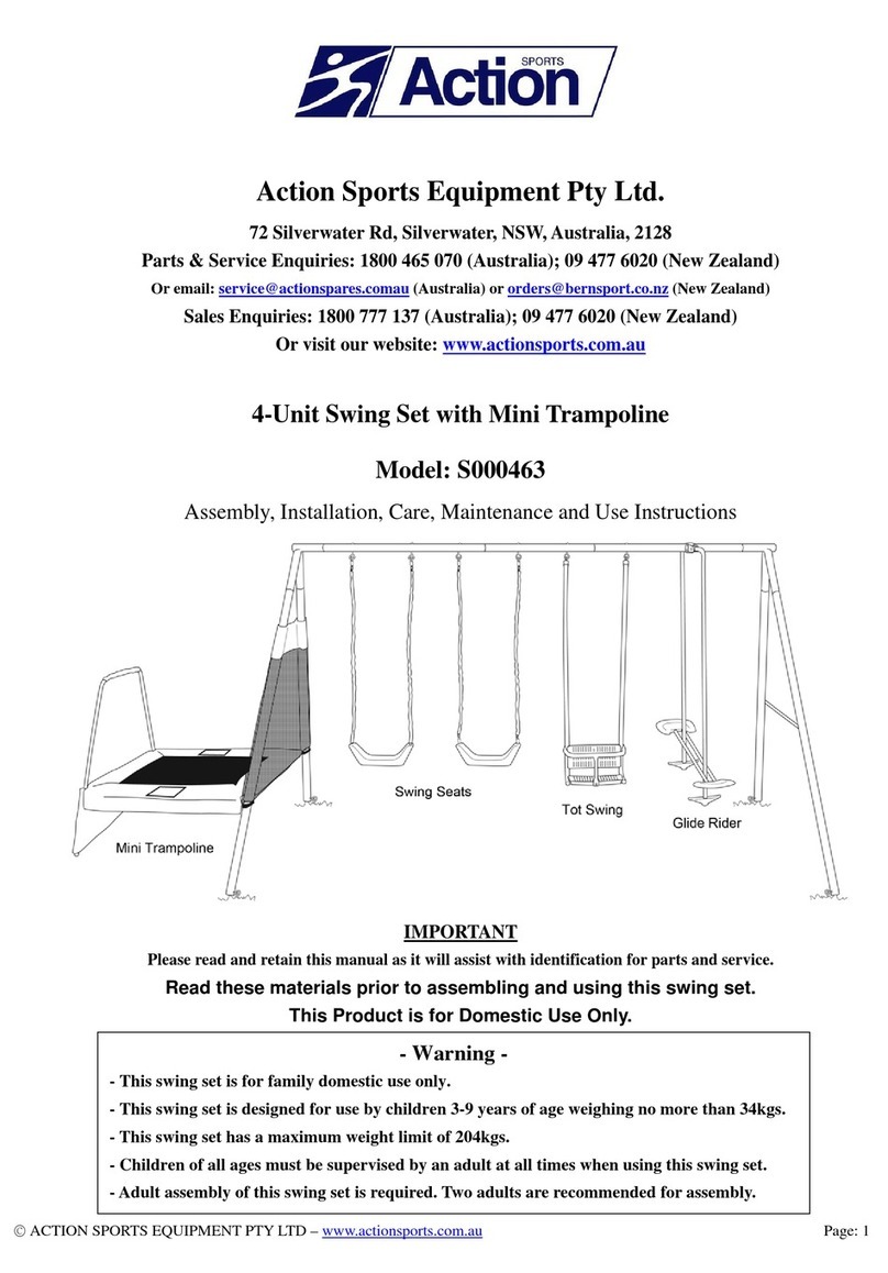 Action Sports S000463 Assembly, Installation, Care, Maintenance, and Use Instructions