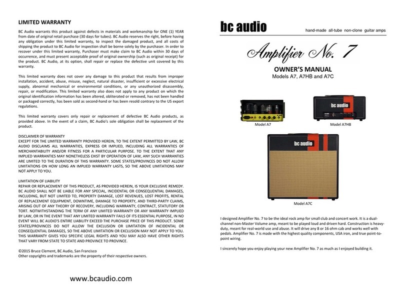 BC Audio Amplifier No. 7 owner's manual