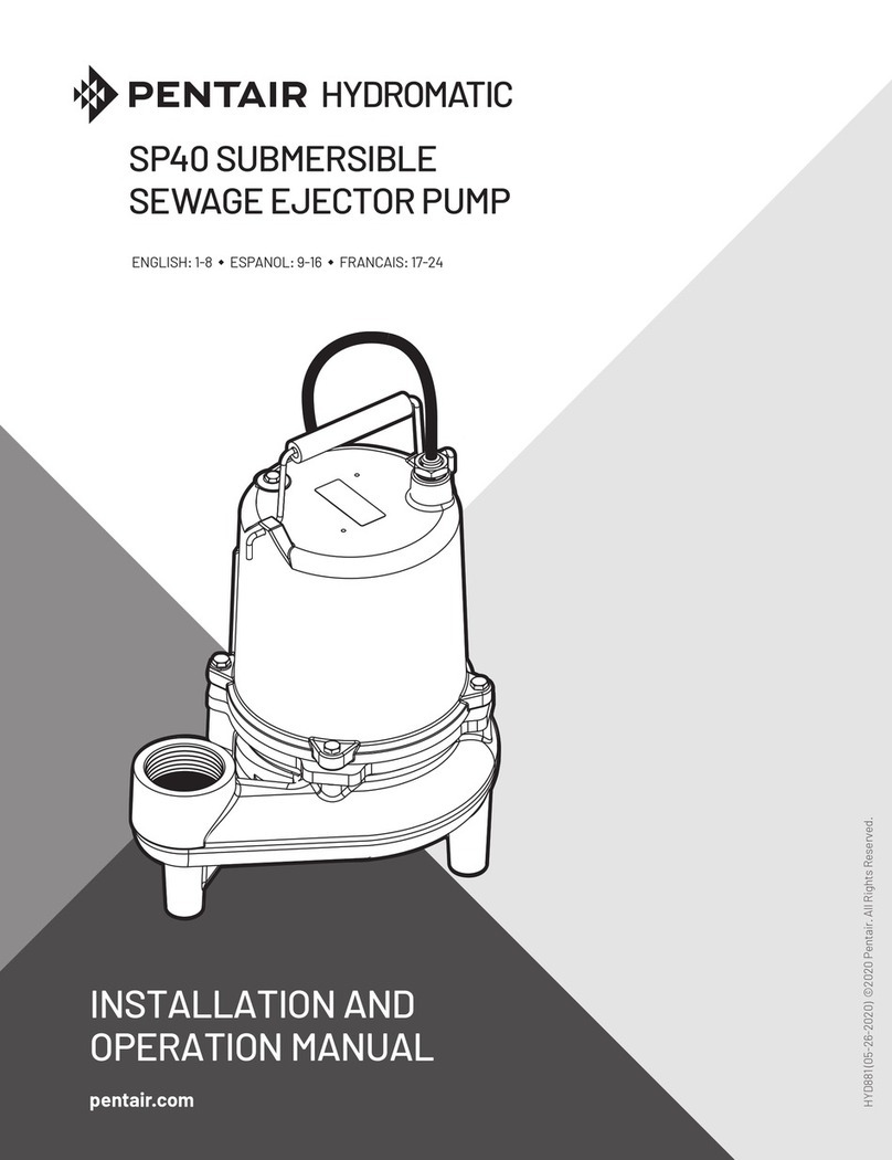 Pentair Hydromatic SP40 Series Installation and operation manual Pentair Hydromatic SP40 Series Installation and operation manual