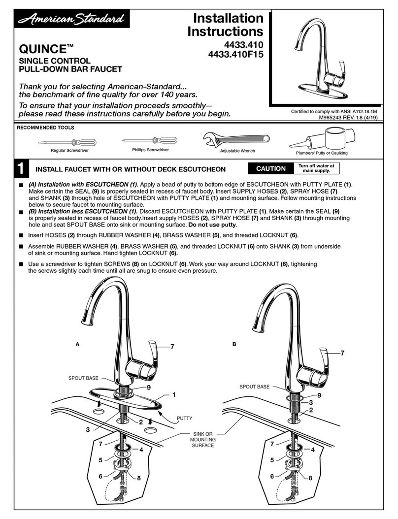 American Standard QUINCE 4433.410 installation instructions American Standard QUINCE 4433.410 installation instructions