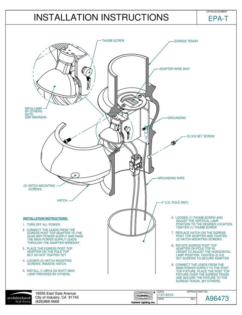 HUBBELL LIGHTING Architectural Area Lighting EPA-T installation instructions HUBBELL LIGHTING Architectural Area Lighting EPA-T installation instructions