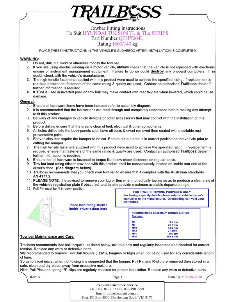 Trailboss QTHY264L Fitting instructions