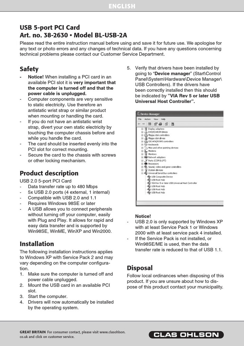 Clas Ohlson BL-USB-2A instruction manual