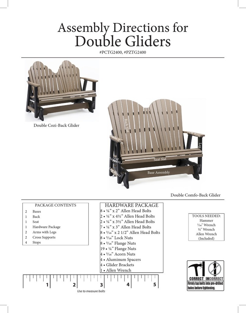 Berlin Gardens Double Comfo-Back Glider PCTG2400 Assembly Directions