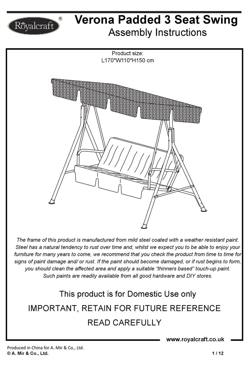 Royalcraft Verona Padded 3 Seat Swing Assembly instructions