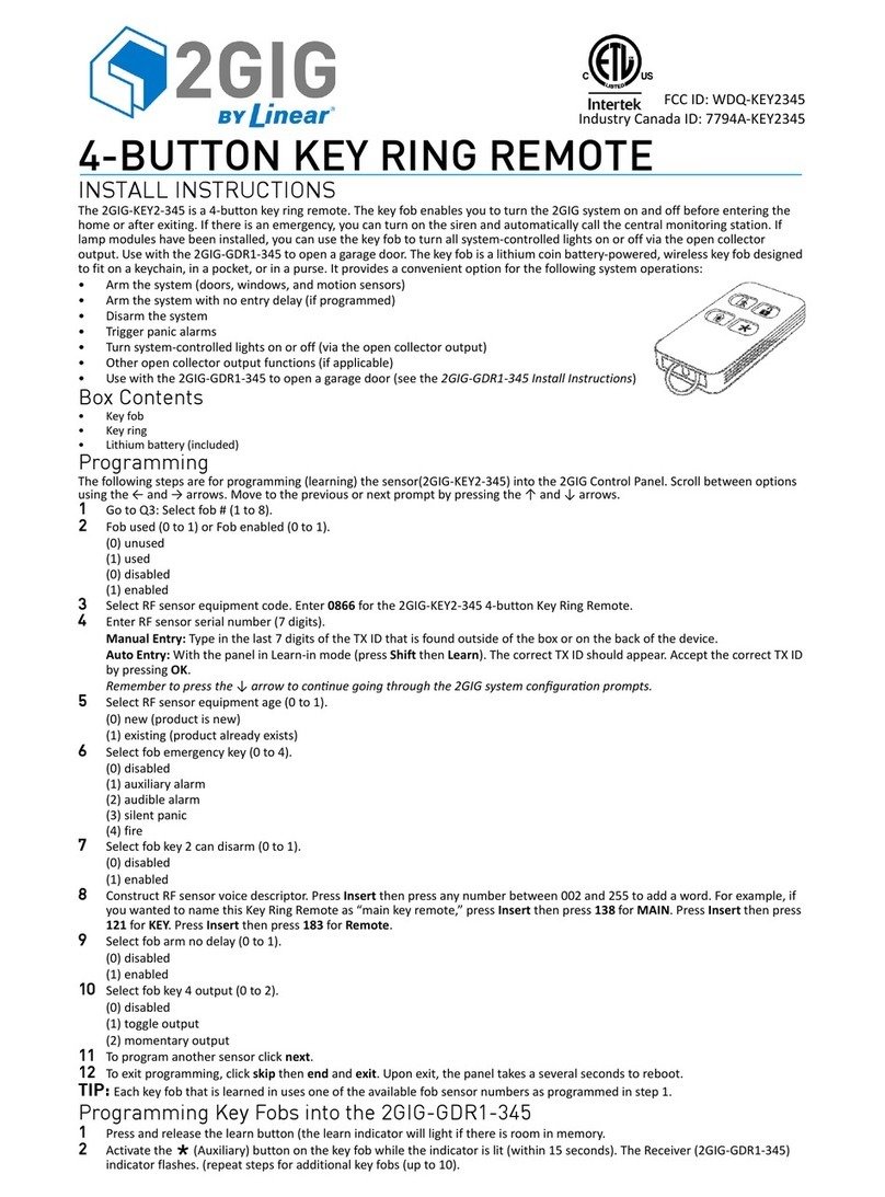 Linear 2GIG-KEY2-345 Configuration guide