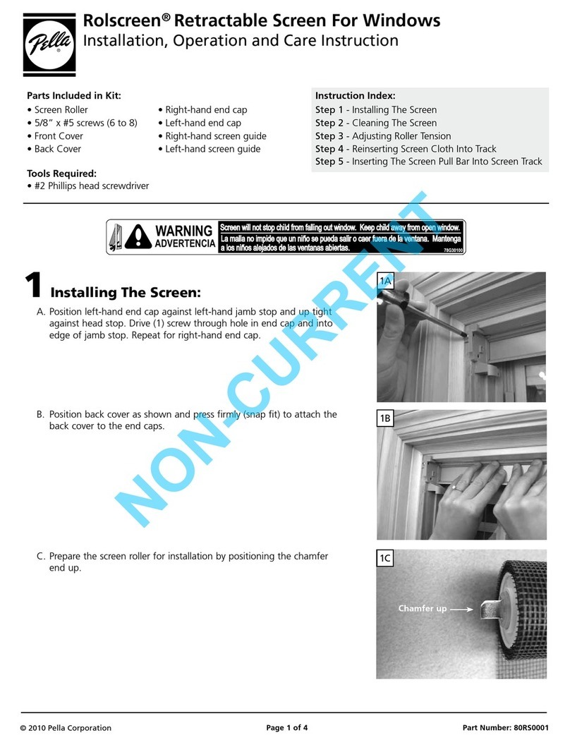 Pella Rolscreen Installation, Operation and Care Instruction