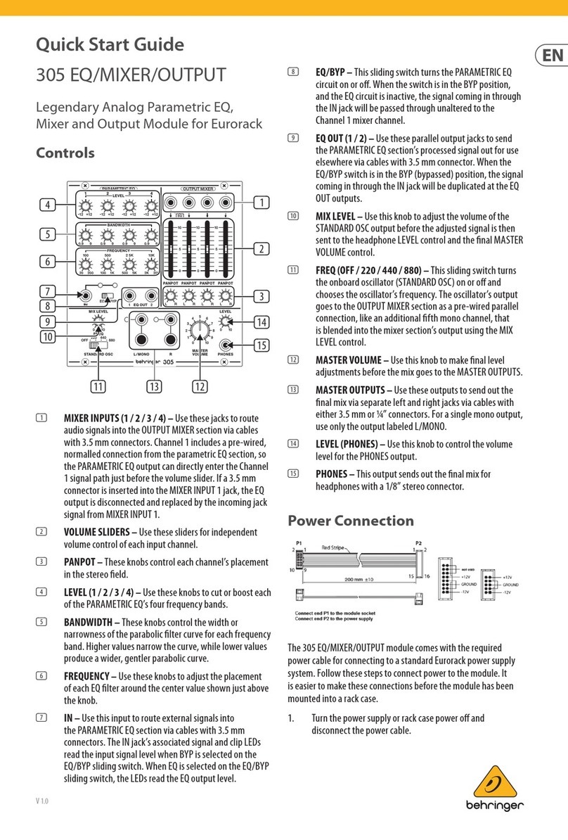Behringer 305 EQ/MIXER/OUTPUT User manual