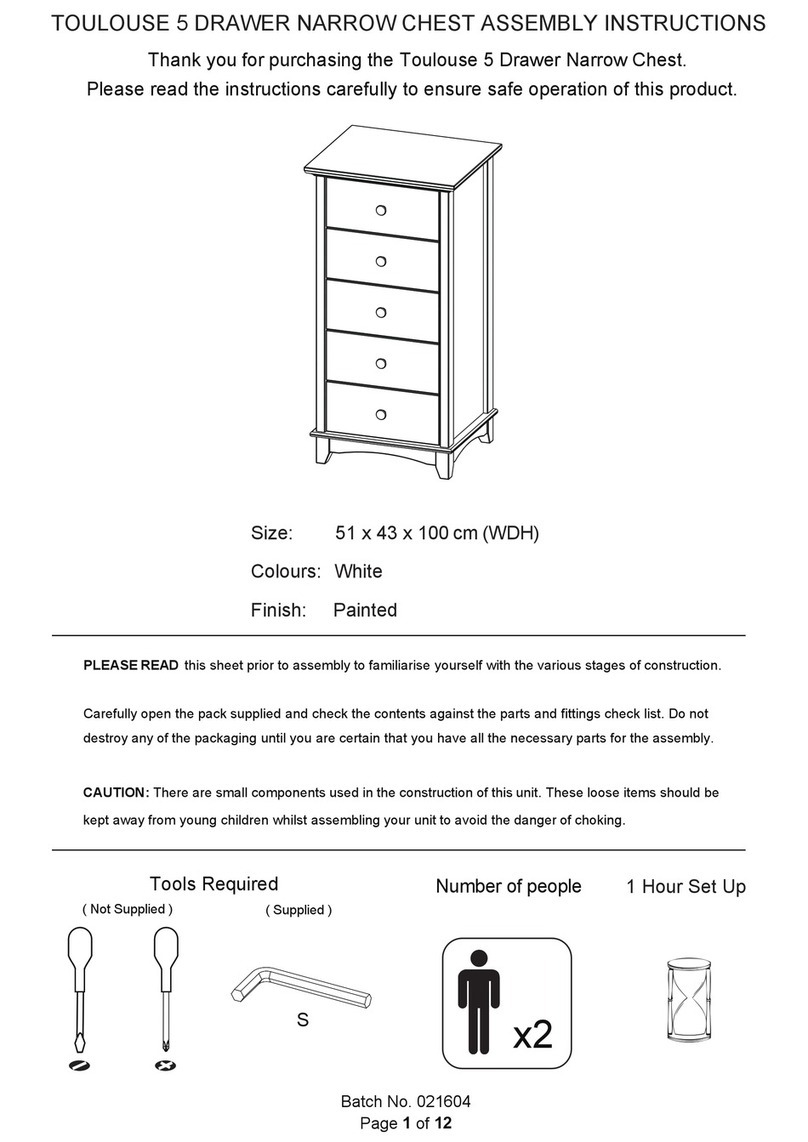 GFW TOULOUSE 5 DRAWER NARROW CHEST Assembly instructions GFW TOULOUSE 5 DRAWER NARROW CHEST Assembly instructions