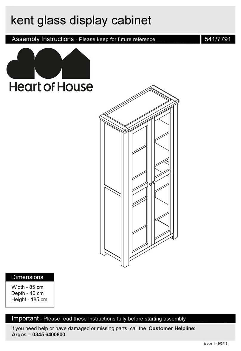 Heart of House Kent glass display cabinet 541/7791 Assembly instructions
