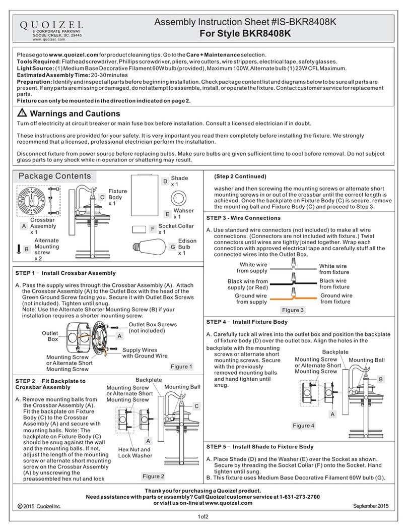 Quoizel BKR8408K Mounting instructions Quoizel BKR8408K Mounting instructions