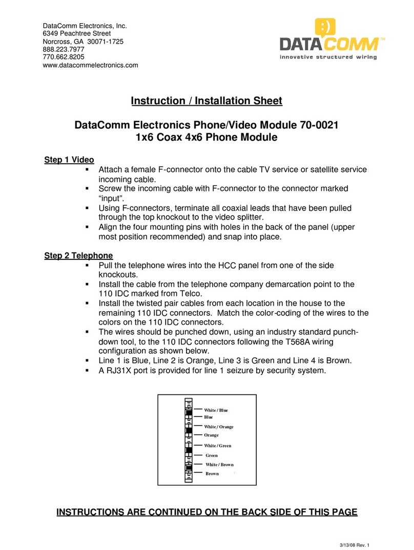 DataComm Electronics 70-0021 Instruction/installation sheet