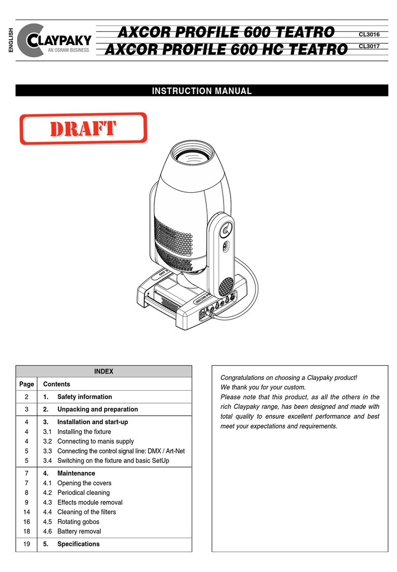 Osram Claypaky AXCOR PROFILE 600 TEATRO instruction manual