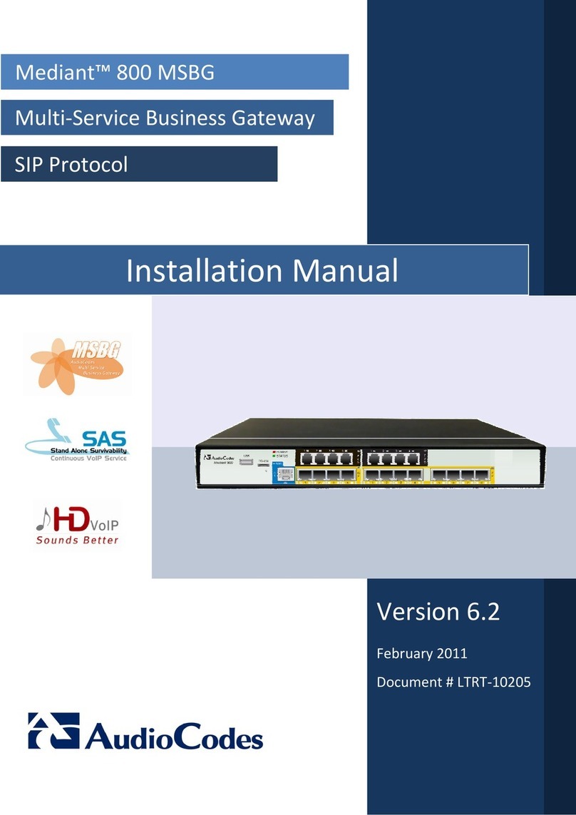 AudioCodes Mediant 800 MSBG User manual