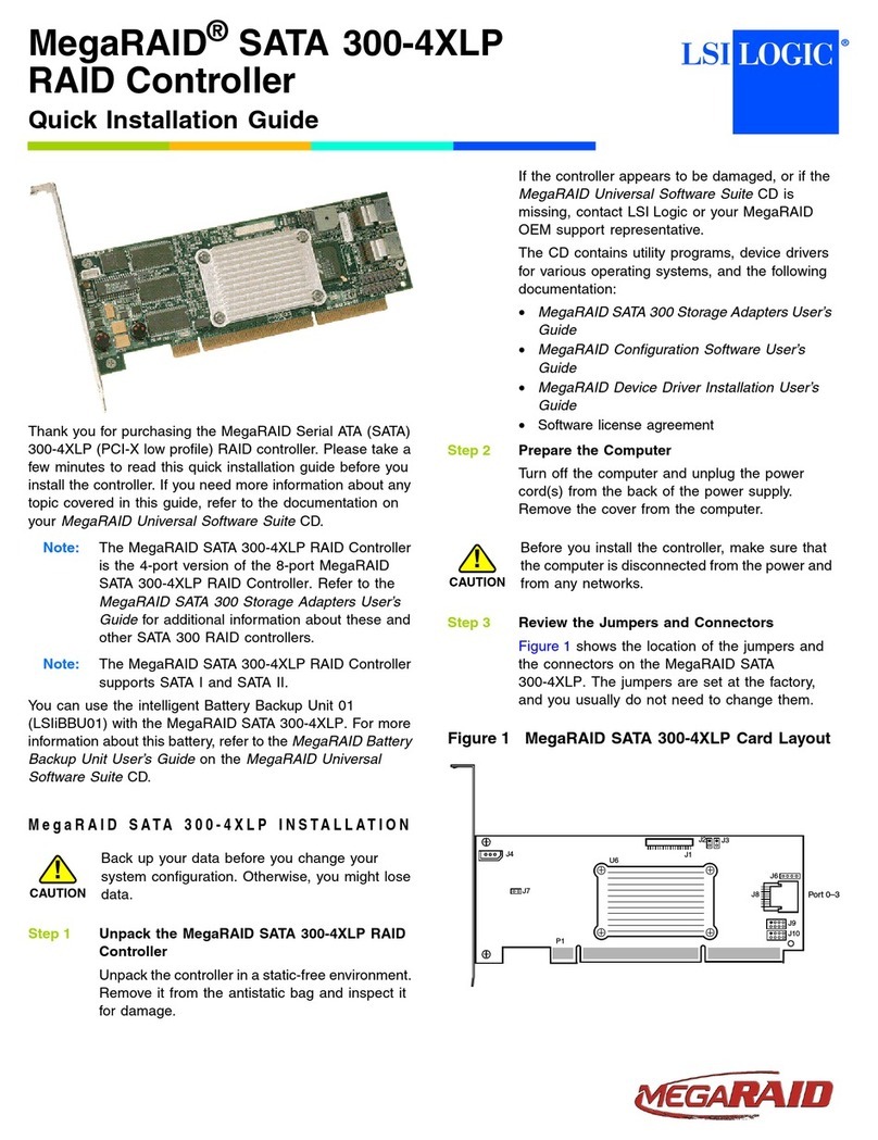 LSI MegaRAID SATA 300-4XLP Quick installation guide