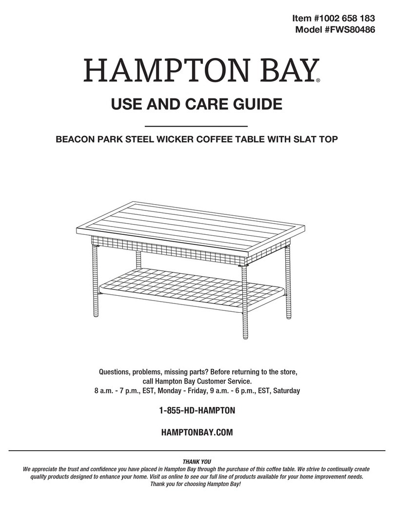 HAMPTON BAY BEACON PARK STEEL WICKER COFFEE TABLE WITH SLAT TOP... Use and care guide HAMPTON BAY BEACON PARK STEEL WICKER COFFEE TABLE WITH SLAT TOP... Use and care guide
