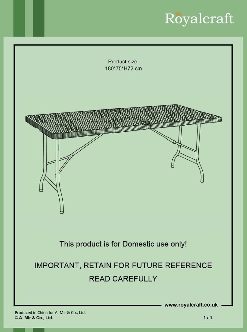 Royalcraft Palermo 180x75cm Wicker Look Folding Table Assembly instructions Royalcraft Palermo 180x75cm Wicker Look Folding Table Assembly instructions