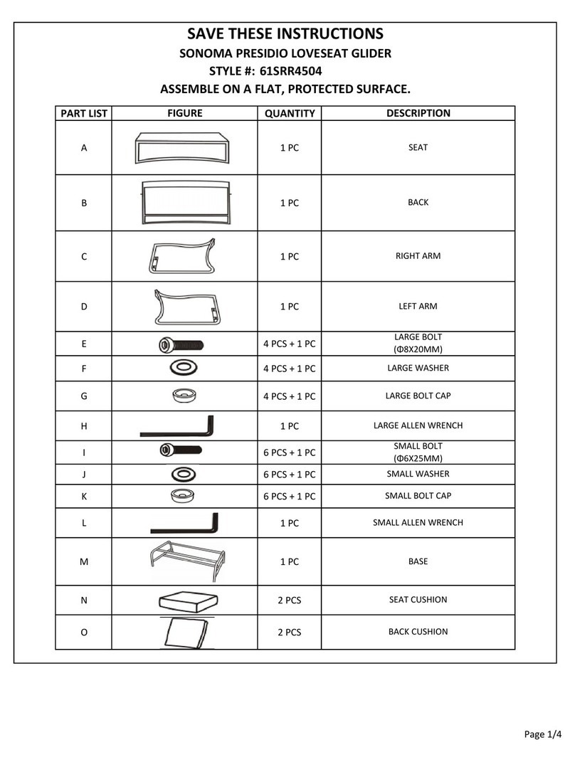Kohl's SONOMA PRESIDIO LOVESEAT GLIDER 61SRR4504 Assembly instructions