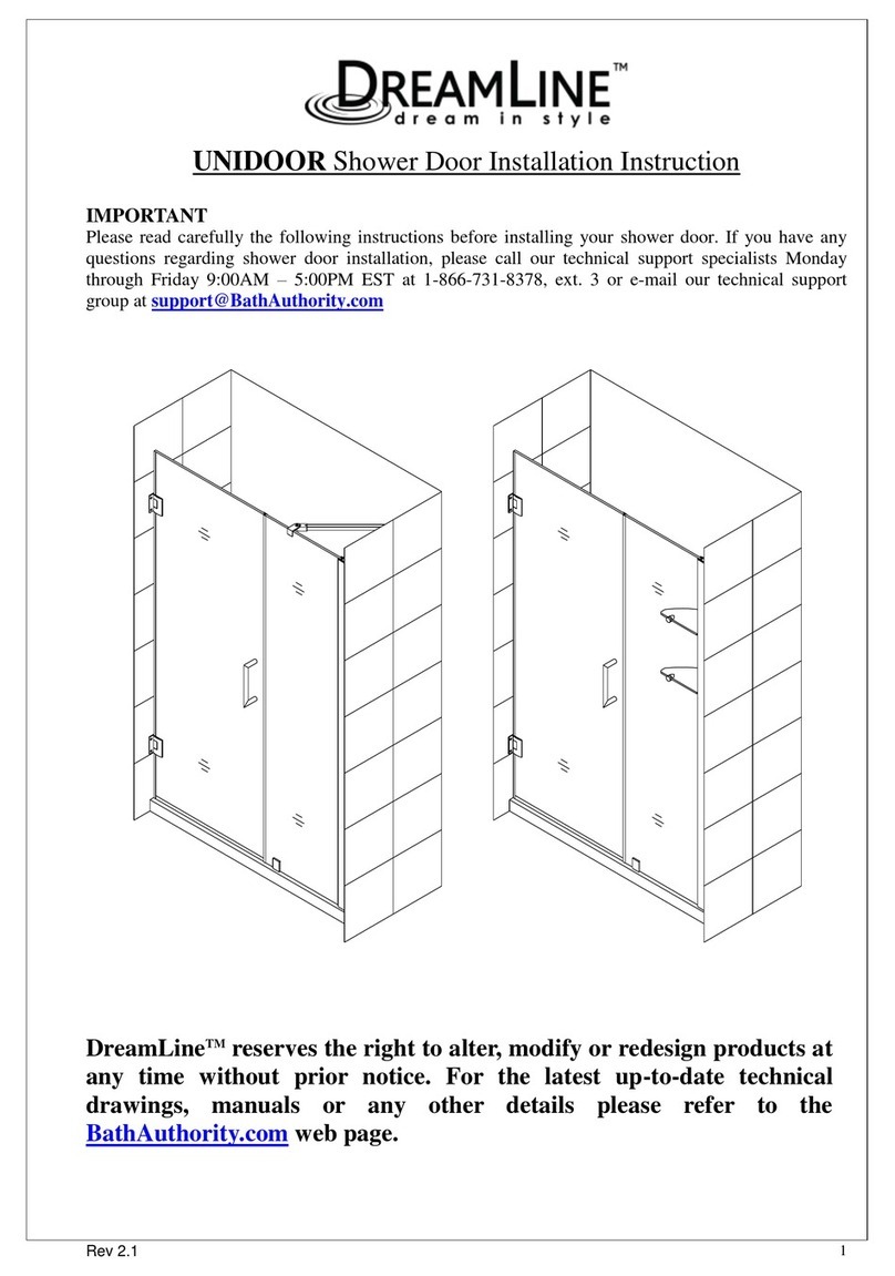 Dreamline UNIDOOR Installation instruction