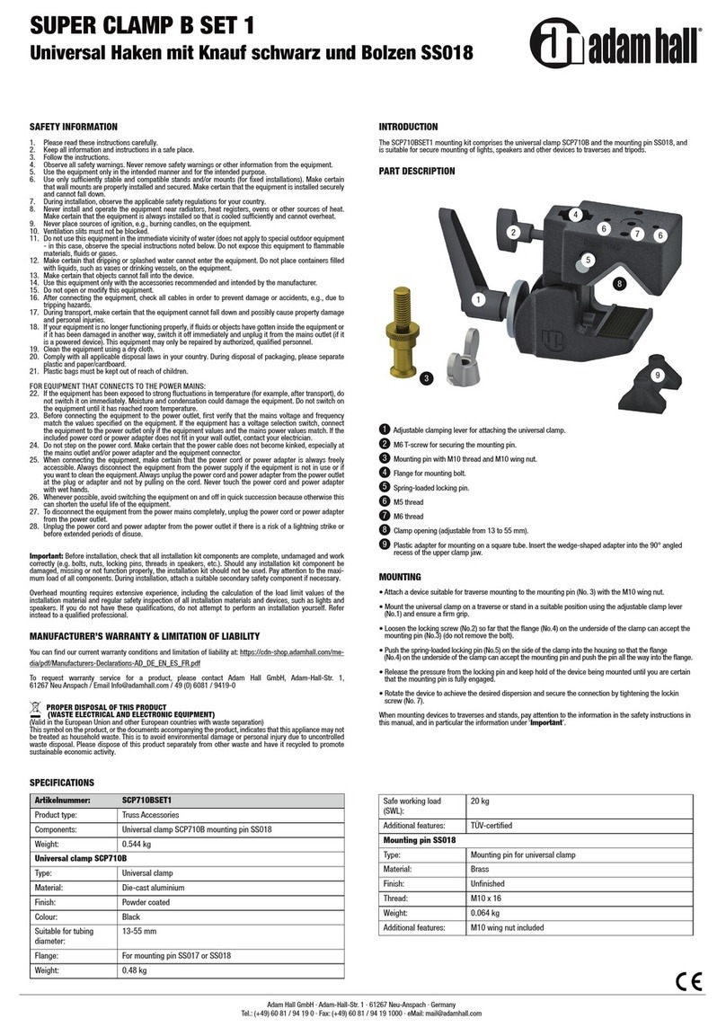 Adam Hall SUPER CLAMP B SET 1 User manual