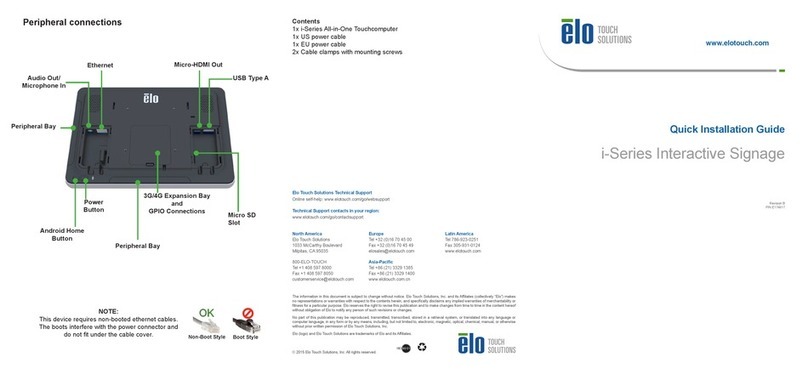Elo TouchSystems i Series Quick installation guide