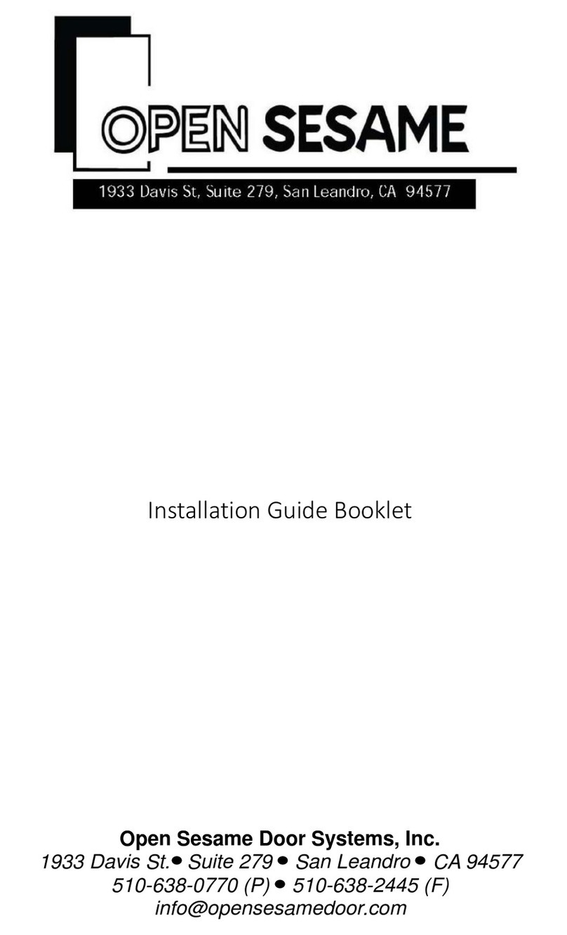 Open Sesame Door Systems 233 Installation Guide Booklet