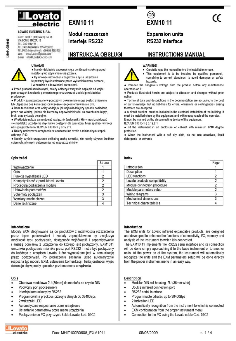 LOVATO ELECTRIC EXM 10 01 User manual