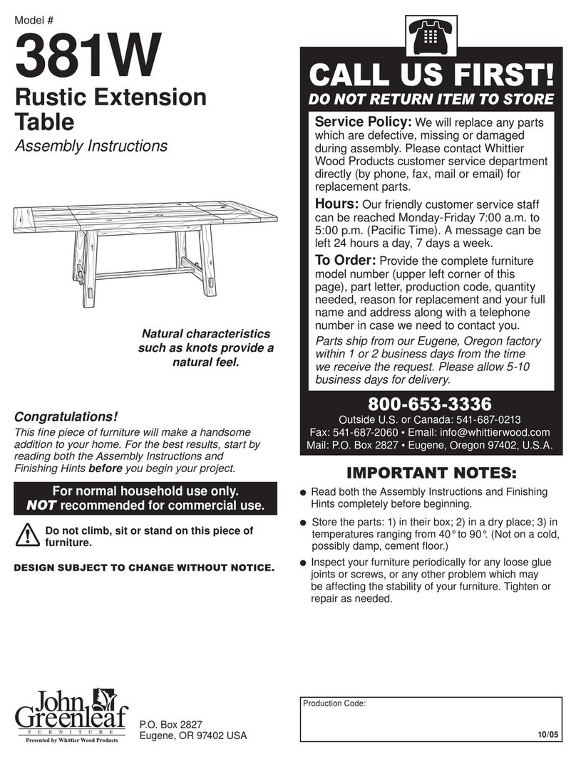 Whittier Wood John Greenleaf 381W Assembly instructions Whittier Wood John Greenleaf 381W Assembly instructions