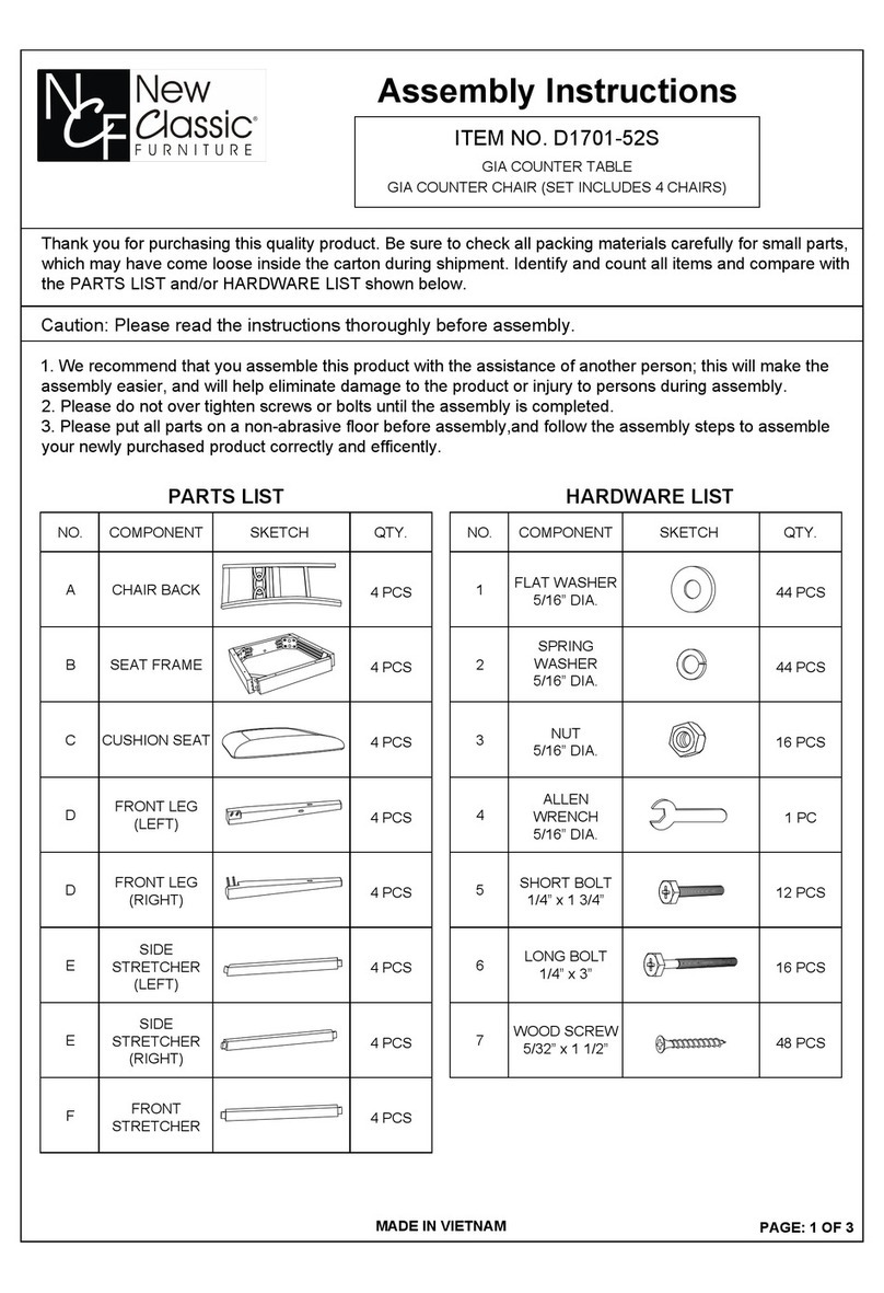 New Classic Home Furnishings GIA D1701-52S User manual New Classic Home Furnishings GIA D1701-52S User manual