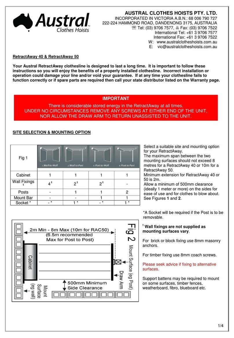 AUSTRAL CLOTHES HOISTS RetractAway 40 User manual
