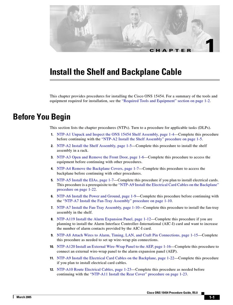 Cisco ONS 15454 Instruction sheet Cisco ONS 15454 Instruction sheet