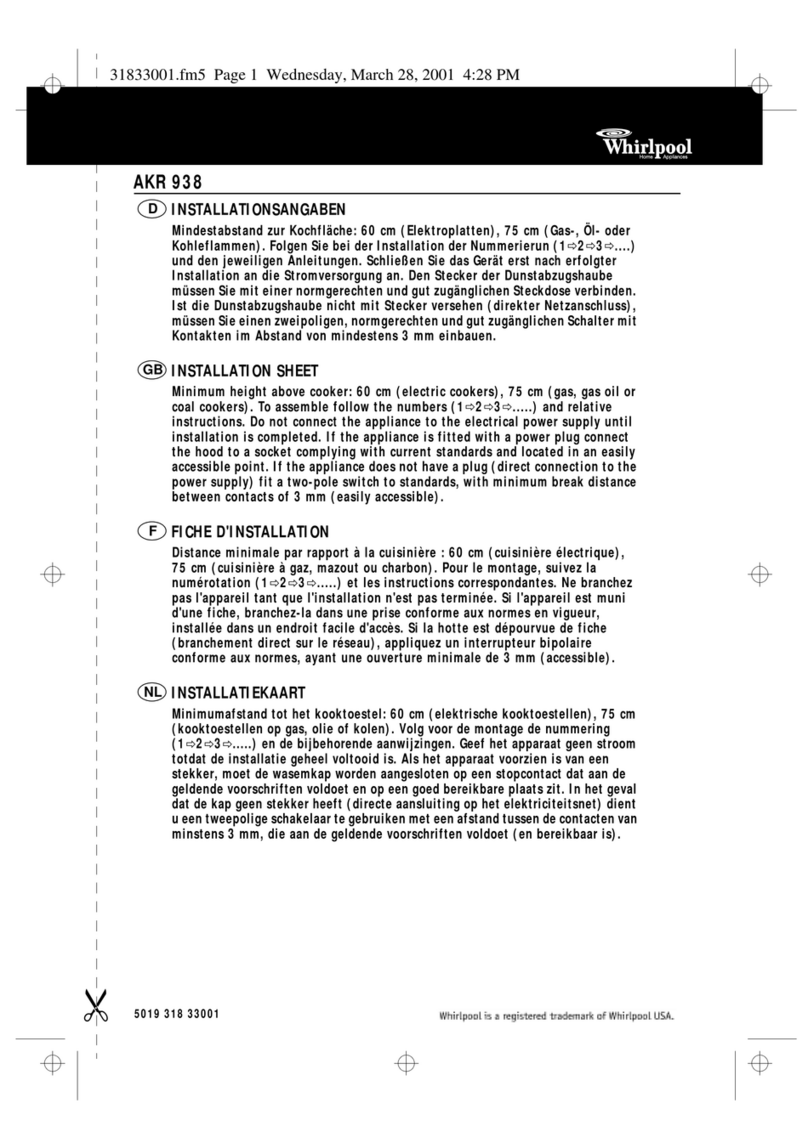 Whirlpool AKR 938 Installation sheet