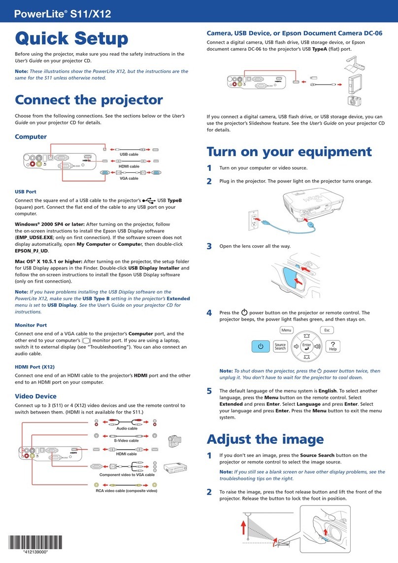 Epson PowerLite S11 Specification sheet