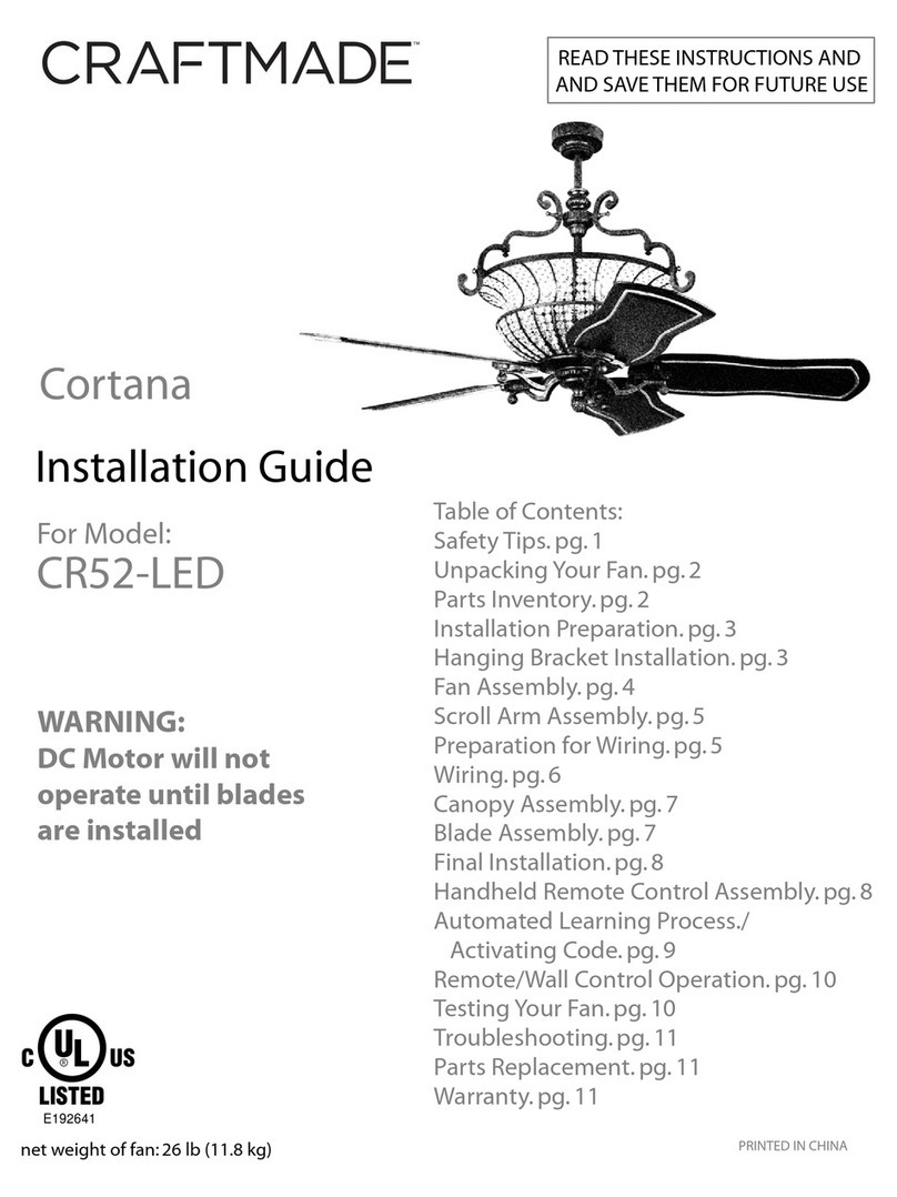 Craftmade Cortana CR52-LED User manual Craftmade Cortana CR52-LED User manual