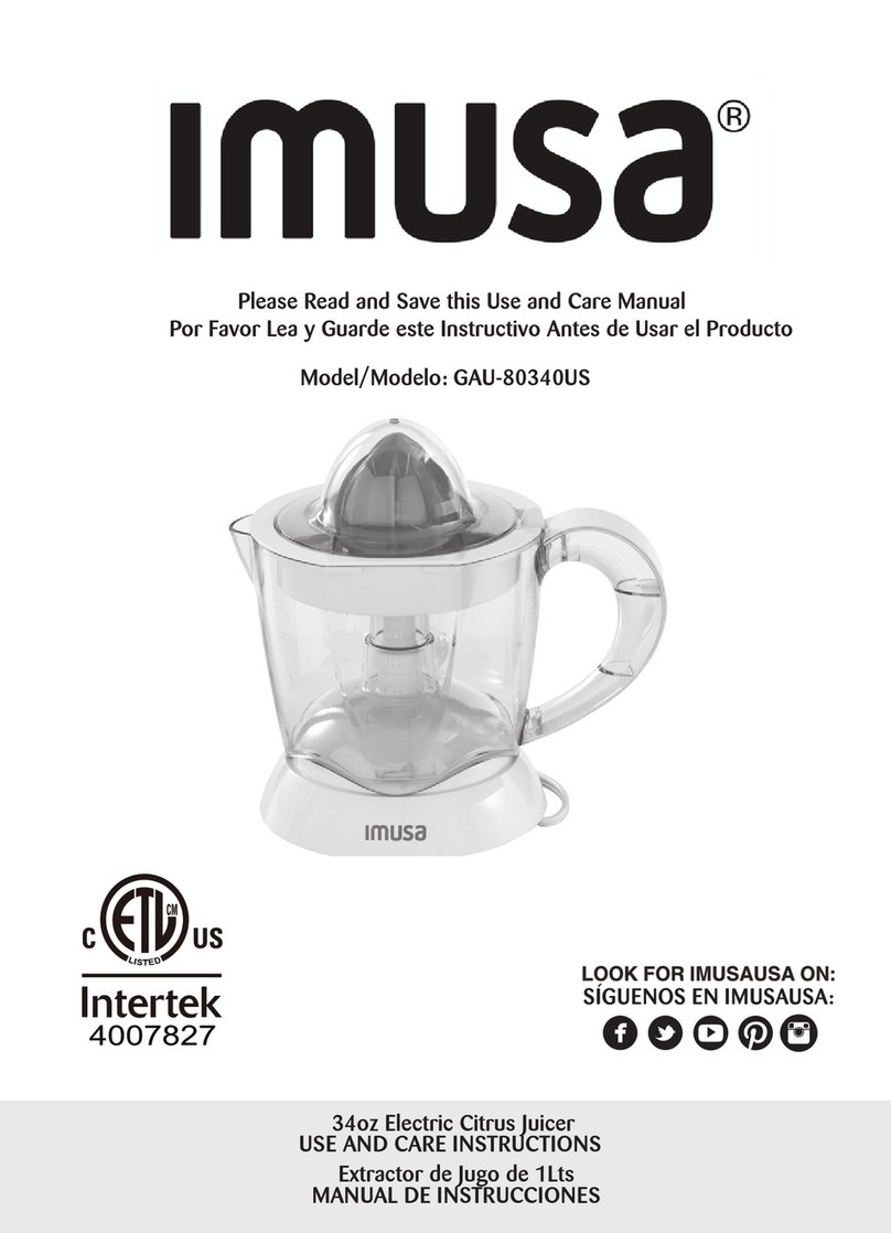 Imusa GAU-80340US use and care manual