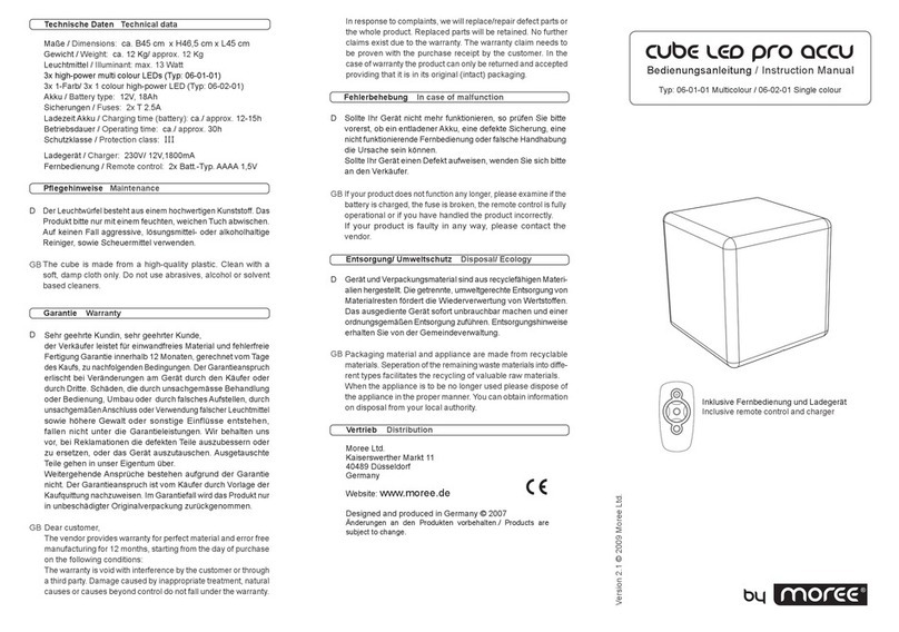 Moree cube led pro accu instruction manual