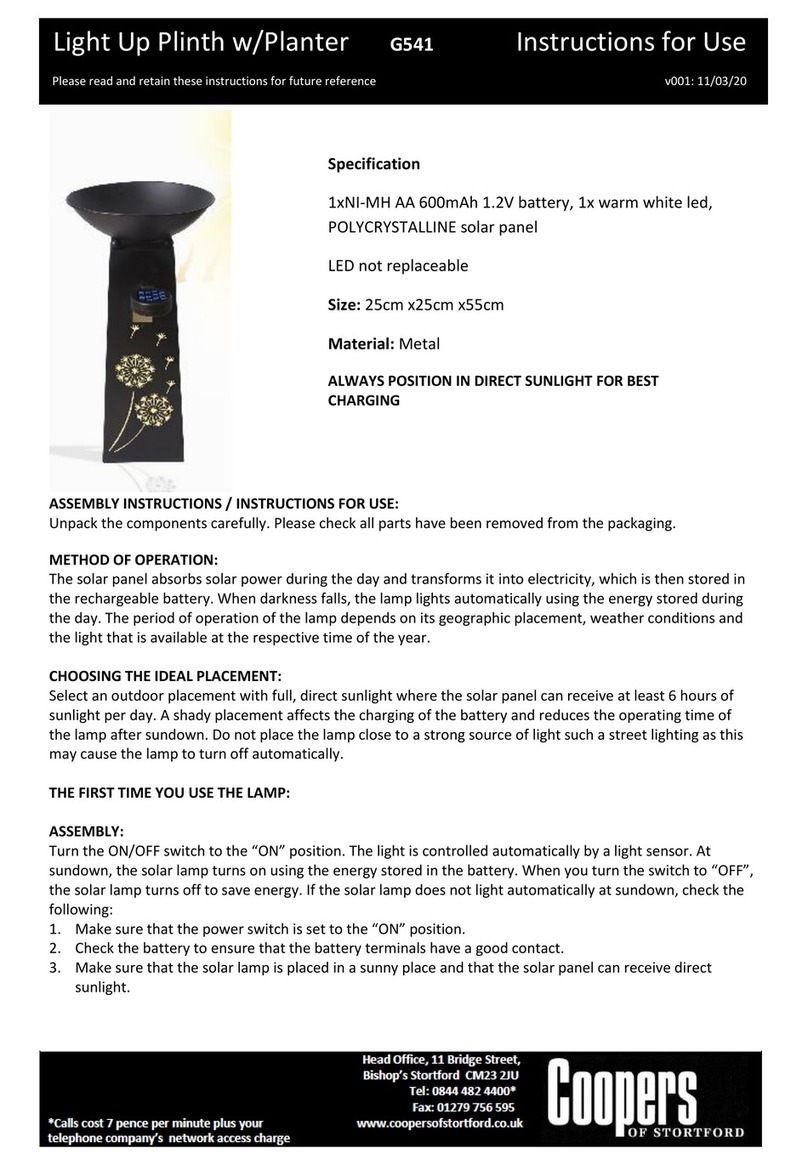 Coopers of Stortford Light-Up Plinth w/Planter Instructions for use