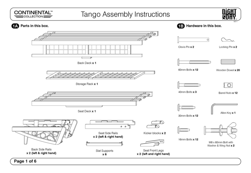Night & Day Furniture CONTINENTAL Tango Assembly instructions Night & Day Furniture CONTINENTAL Tango Assembly instructions