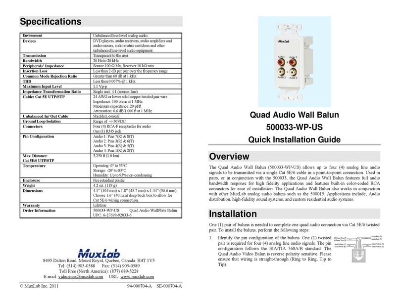 MuxLab 500033-WP-US Quick installation guide