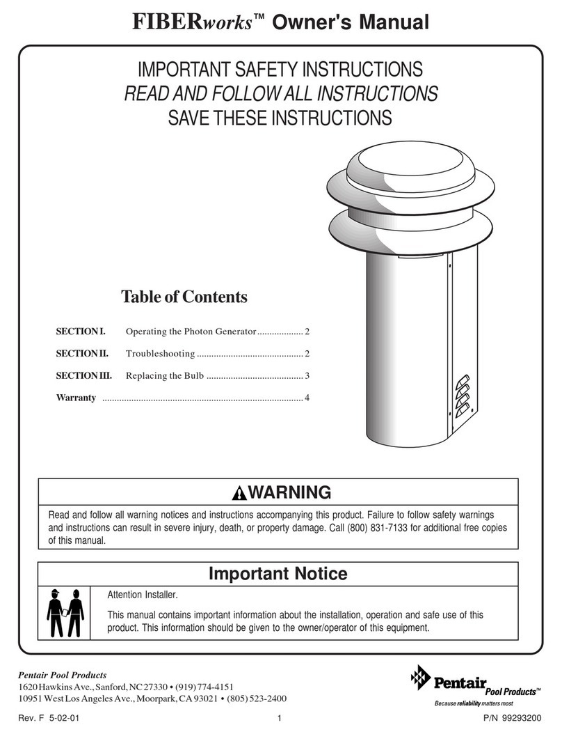 Pentair Pool Products FIBERworks 20100100 User manual