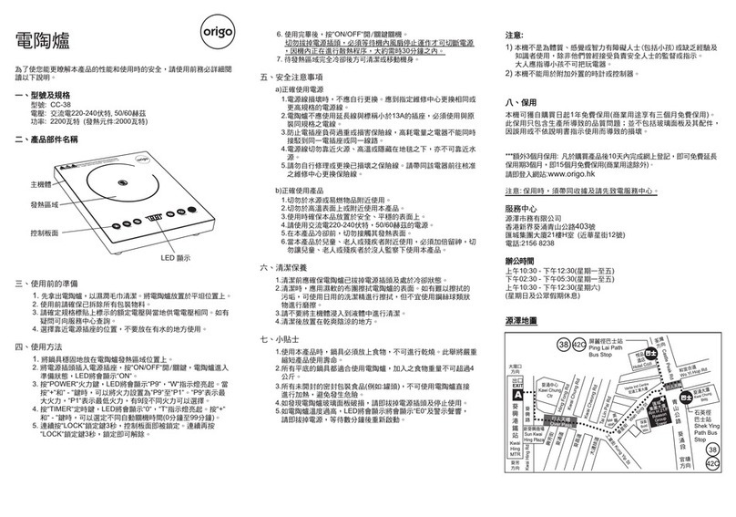 ORIGO CC-38 User manual